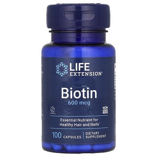 Life Extension, Biotina, 600 mcg, 100 cápsulas