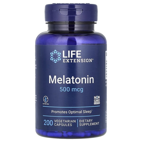 Life Extension, Melatonin, 500 mcg, 200 Vegetarian Capsules
