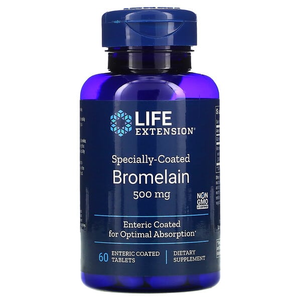 Life Extension, 特製コートされたブロメライン、 500 mg、 60腸溶錠
