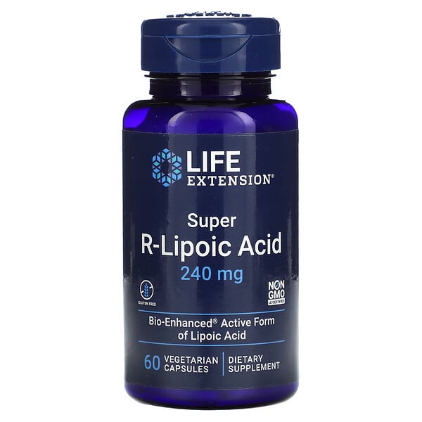 Life Extension‏, חומצה ליפואית Super R-Lipoic Acid‏, 240 מ"ג, 60 כמוסות צמחיות