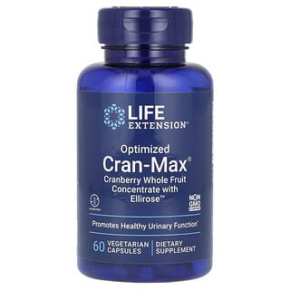 Life Extension‏, Cran-Max ממוטב, תרכיז חמוציות ופירות שלמים עם אלירוז, 60 כמוסות צמחוניות