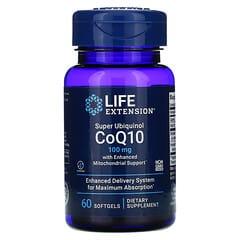 Life Extension, Super Ubiquinol CoQ10 avec Enhanced Mitochondrial Support, 100 mg, 60 capsules à enveloppe molle