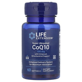 Life Extension, Geliştirilmiş Mitokondriyal Destekli Süper Ubiquinol CoQ10, 100 mg, 60 Yumuşak Jel