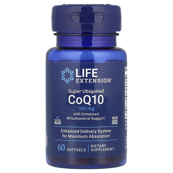 Life Extension, 超級泛醇輔酶 Q10，優化線粒體功能，100 毫克，60 粒軟凝膠