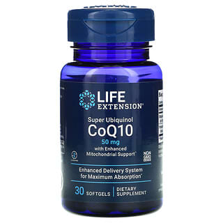 Life Extension, 超级泛醇辅酶 Q10，含优级线粒体幫助，50 毫克，30 粒软凝胶