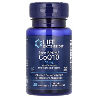 Life Extension, Super Ubiquinol CoQ10 com Suporte Mitocondrial Aprimorado, 50 mg, 30 Cápsulas Softgel