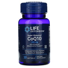 Life Extension‏, סופר אוביקינול קו-אנזים Q10 עם תמיכה משופרת במיטוכונדריה, 200 מ"ג, 30 כמוסות ג'ל