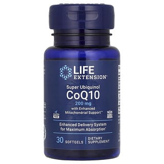 Life Extension, Super Ubiquinol CoQ10 dengan Dukungan Mitokondria yang Ditingkatkan, 200 mg, 30 Kapsul Gel Lunak