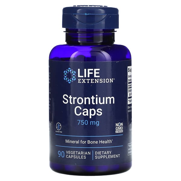Life Extension, Strontium Kapseln, Mineral für Knochengesundheit, 250 mg, 90 Pflanzliche Kapseln