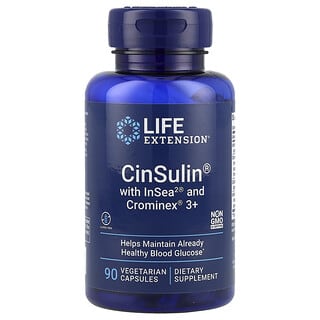 Life Extension, CinSulin with InSea2 i Crominex 3+, 90 kapsułek roślinnych