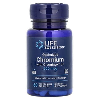 Life Extension, Kromium yang Dioptimalkan dengan Crominex 3+, 500 mcg, 60 Kapsul Vegetarian