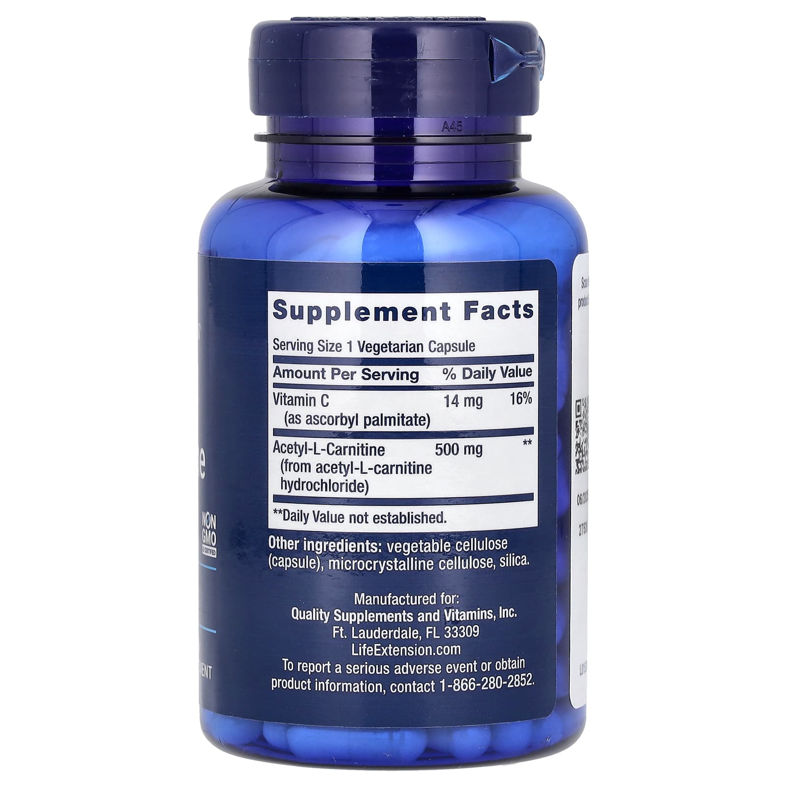 Life Extension, AcetylLCarnitine, 500 mg, 100 Vegetarian Capsules