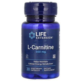 Life Extension, L-carnitina, 500 mg, 30 cápsulas vegetales