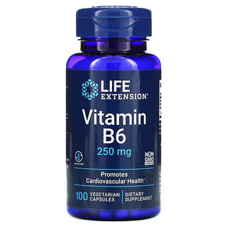 Life Extension, витамин B6, 250 мг, 100 вегетарианских капсул