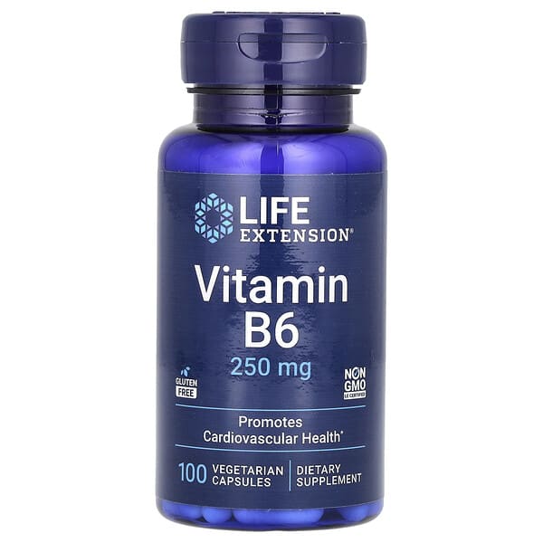 Vitamin B6, 250 mg, 100 Vegetarian Capsules