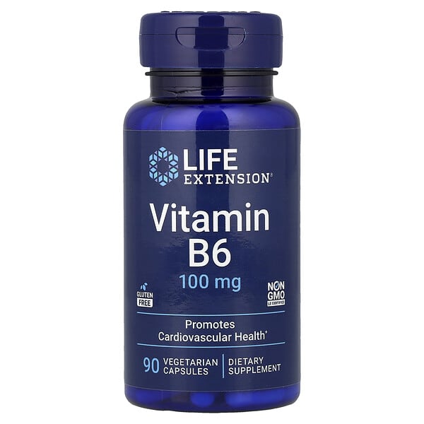 Life Extension, Vitamin B6, 100 mg, 90 Vegetarian Capsules — product photo 1