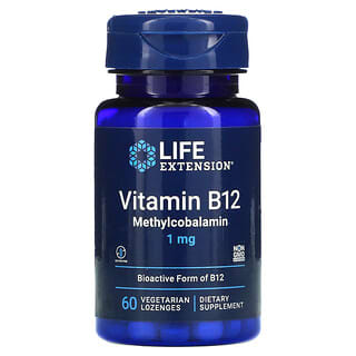 Life Extension, فيتامين ب12 ميثيل الكوبالامين، 1 ملجم، 60 قرص نباتي للاستحلاب