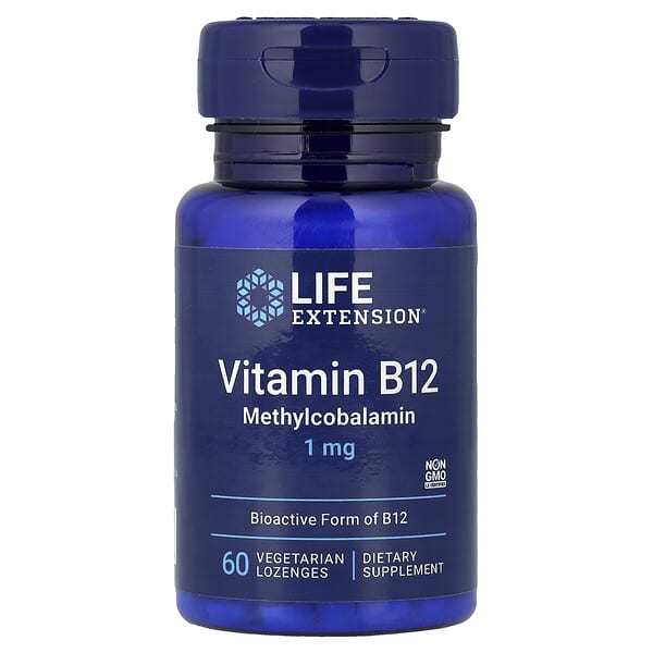 Life Extension, 비타민B12, 1mg, 식물성 사탕 정제 60정
