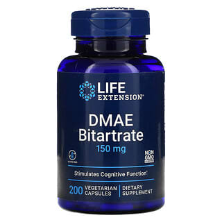 Life Extension, Bitartarato de DMAE, 150 mg, 200 Cápsulas Vegetarianas