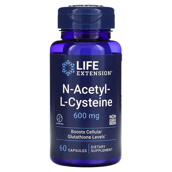 Life Extension, N-acetil-L-cisteína, 600 mg, 60 cápsulas
