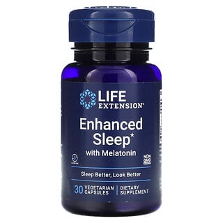 Life Extension, Enhanced Sleep with Melatonin, 30 Vegetarian Capsules