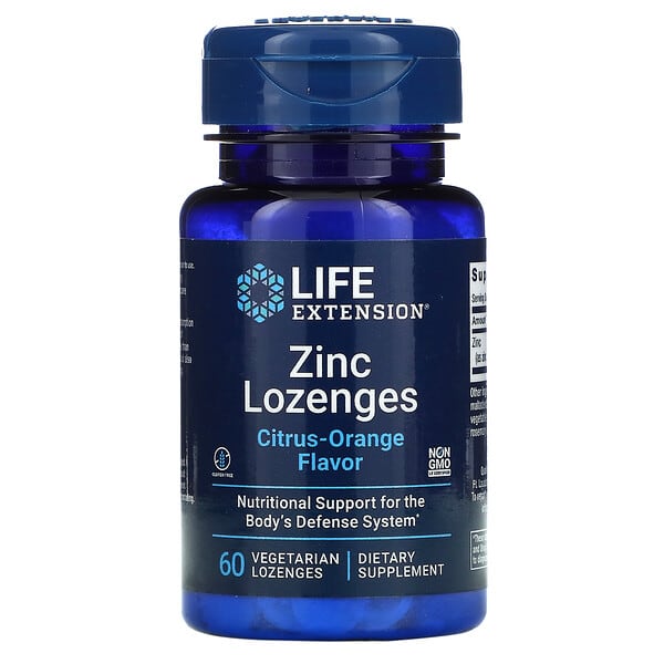 Life Extension, Zinc Lozenges, Citrus-Orange, 60 Vegetarian Lozenges