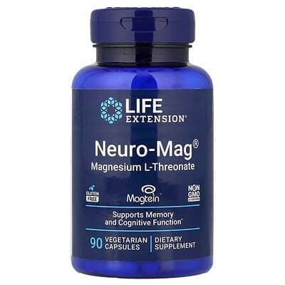 LifeExtension,Neuro-Mag®,L-треонатмагния,90вегетарианскихкапсул(48мгв1капсуле)