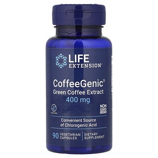 Life Extension, CoffeeGenic, extract de cafea verde, 400 mg, 90 capsule vegetariene