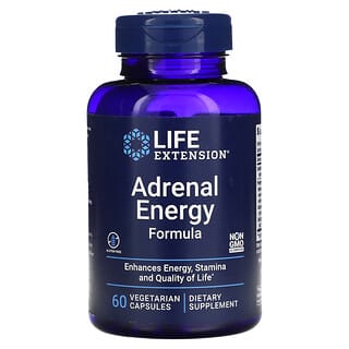 Life Extension, Adrenal Energy Formula، عدد 60 كبسولة نباتية
