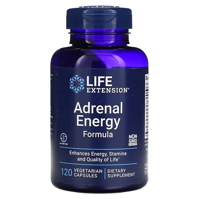 Life Extension, Adrenal Energy Formula, 120 Vegetarian Capsules.