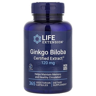 Life Extension, Ginkgo Biloba, Certified Extract, 120 mg, 365 Vegetarian Capsules