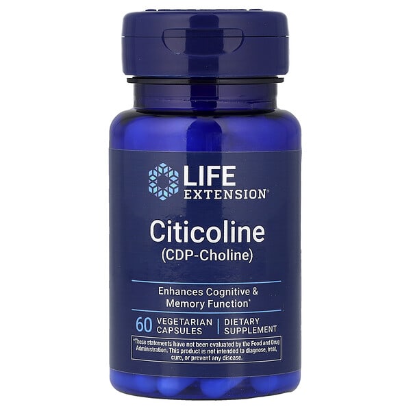 Life Extension, 膽鹼（CDP 膽鹼），60 粒素食膠囊（每粒膠囊 250 毫克）