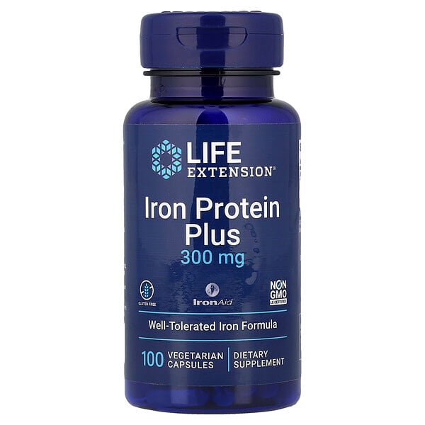 Life Extension, 铁蛋白+，IronAid，300 毫克，100 粒素食胶囊