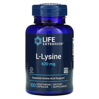 Life Extension, L-лизин, 620 мг, 100 растительных капсул