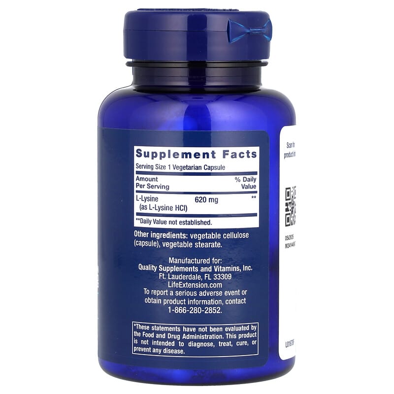 L-Lysine, 620 mg, 100 Vegetarian Capsules L-Lysine, 620 mg, 100 Vegetarian Capsules