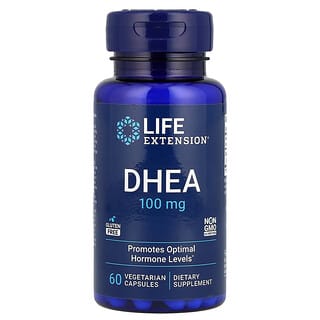 Life Extension‏, DHEA (דהידרו-אפיאנדרוסטרון), 100 מ"ג, 60 כמוסות צמחוניות