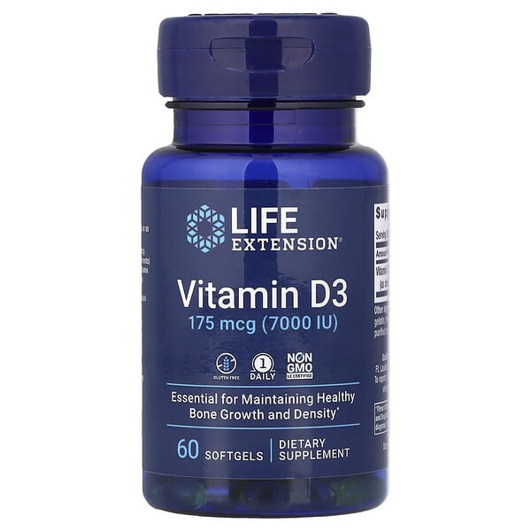 Life Extension, 비타민D3, 175mcg(7,000IU), 소프트젤 60정