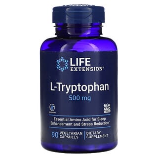 Life Extension, L-triptófano, 500 mg, 90 cápsulas vegetales