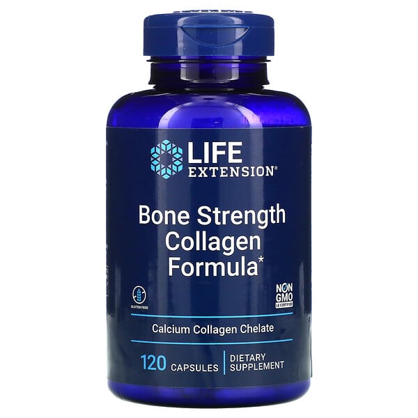Life Extension, Bone Strength, добавка с коллагеном для укрепления костей, 120 капсул