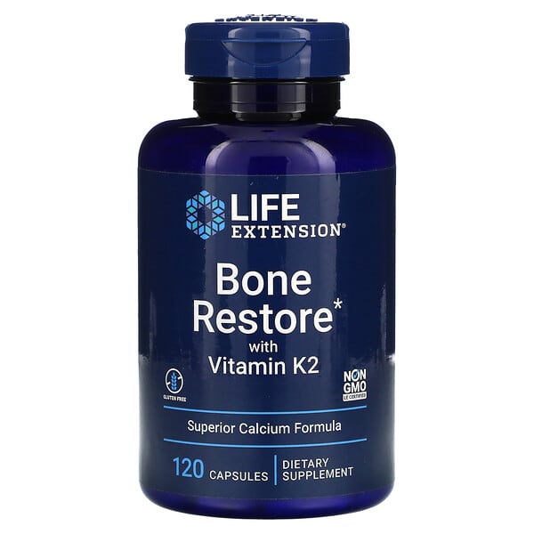 Life Extension, Bone Restore、ビタミンK2配合、120粒