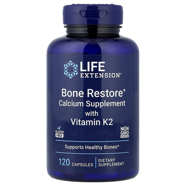 Bone Restore, Calcium Supplement with Vitamin K2, 120 Capsules