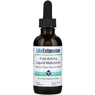 Life Extension, Fast-Acting Liquid Melatonin, Natural Citrus-Vanilla Flavor, 2 fl oz (59 ml)
