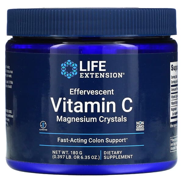 Life Extension, Effervescent Vitamin C, Magnesium Crystals, 6.35 oz (180 g)