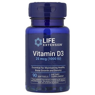 Life Extension, Vitamin D3, 25 mcg (1,000 IU), 90 Softgels