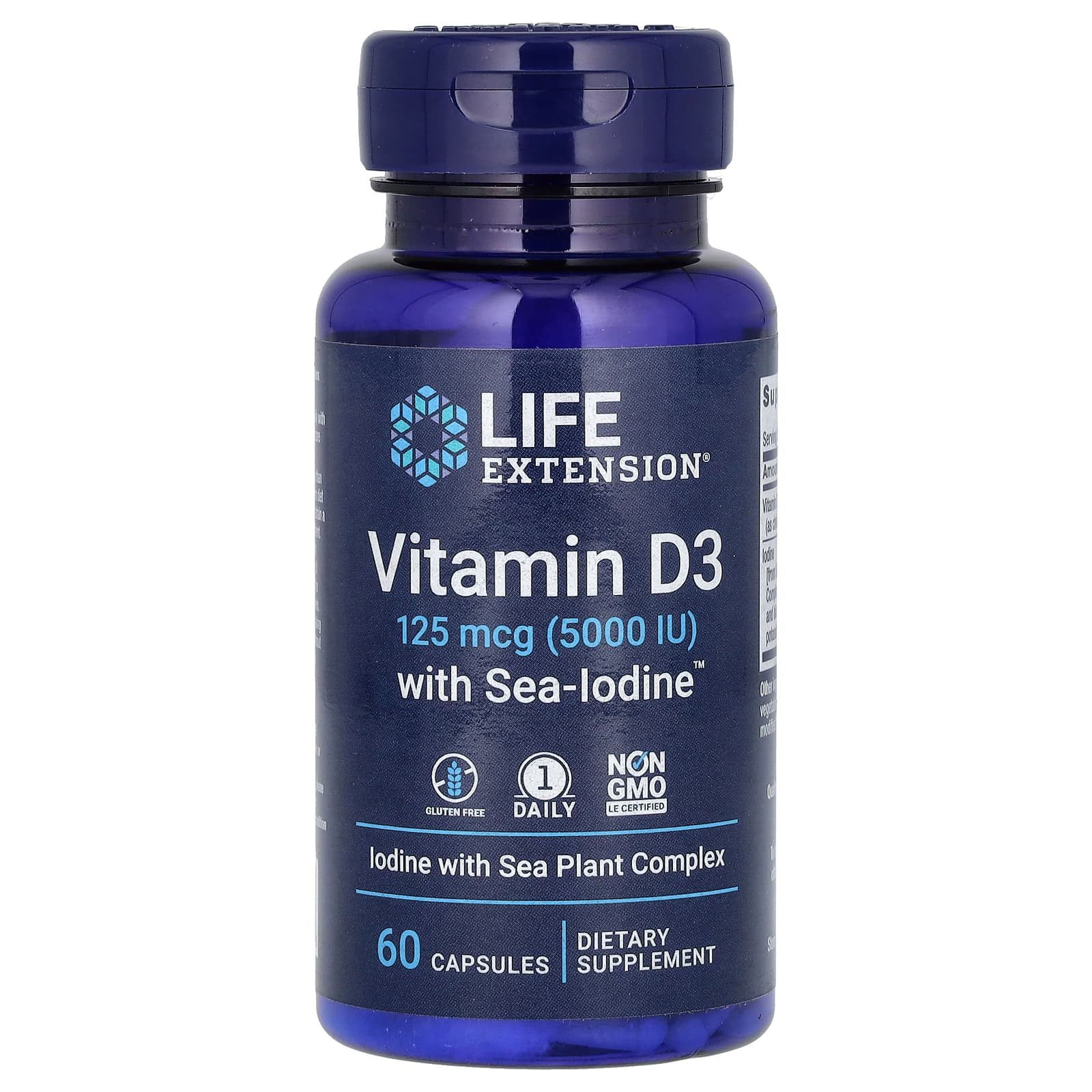 Life Extension, Vitamin D3 with SeaIodine, 125 mcg (5,000 IU), 60 Capsules
