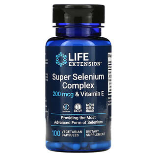 Life Extension, 特優複合硒素食膠囊，含維生素 E，200 微克，100 粒裝