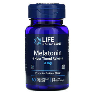 Life Extension, Melatonin, zeitversetzte Freisetzung über 6 Stunden, 3 mg, 60 vegetarische Tabletten