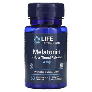 Life Extension, Melatonin, 6 Hour Timed Release, 3 mg, 60 Vegetarian Tablets