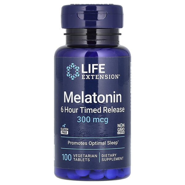 Life Extension, Melatonin, 6 Hour Timed Release, 300 mcg, 100 ...