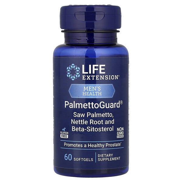 Life Extension, 남성 건강, PalmettoGuard®, 쏘팔메토, 쐐기풀 뿌리 및 베타-시토스테롤, 소프트젤 60정